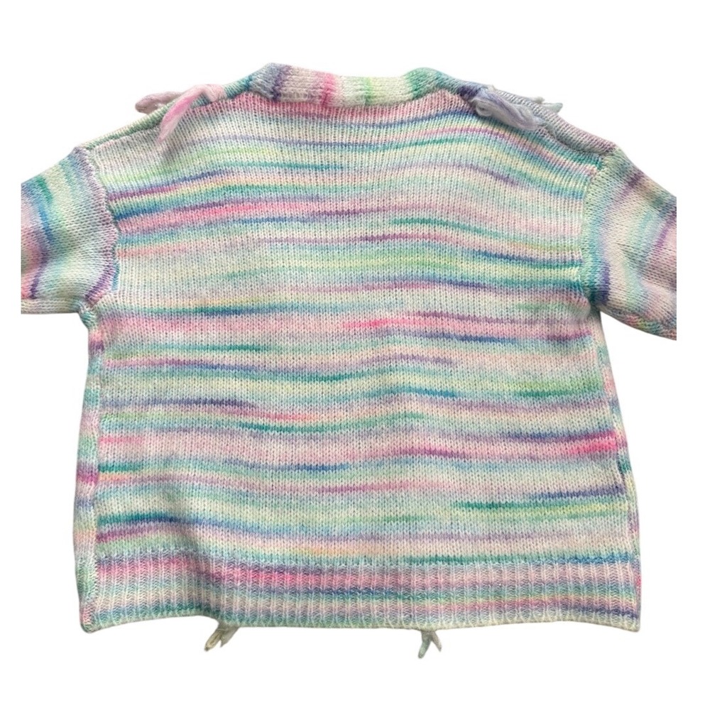 NWT Vernacular Pastel Rainbow Fringe Knit Button Front Cardigan S/M Soft Girl - Picture 3 of 8